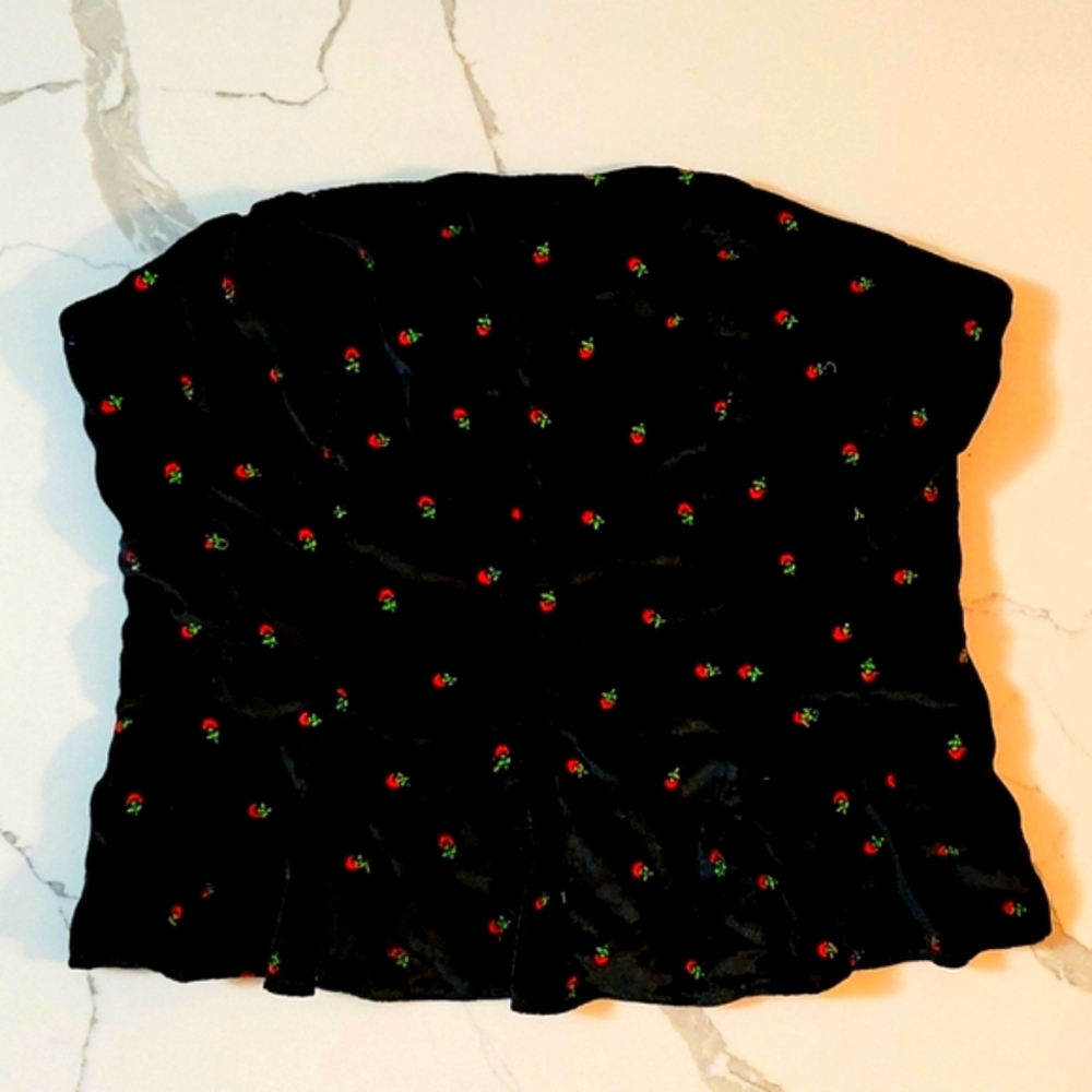 Free People Top embroidered Strapless L